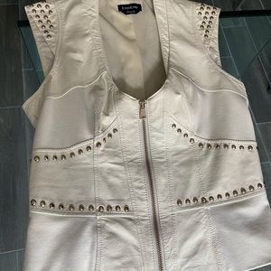 Bebe Cream Leather and metal studs  zippered vest - Size S
